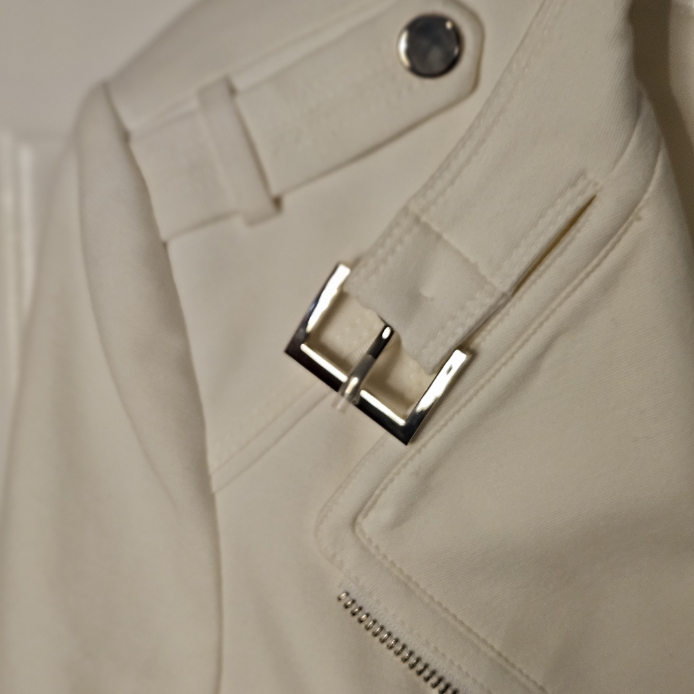 White House Black Market White Bomber Jacket with Structured Shoulders - Picture 4 of 12